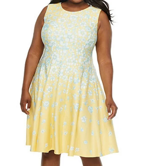 slim fit dress slacks Women's Dillon Fit and Flare Square Neck Organza Midi Dress  XS/S/M/L/XL/Customize Light Yellow main image 1